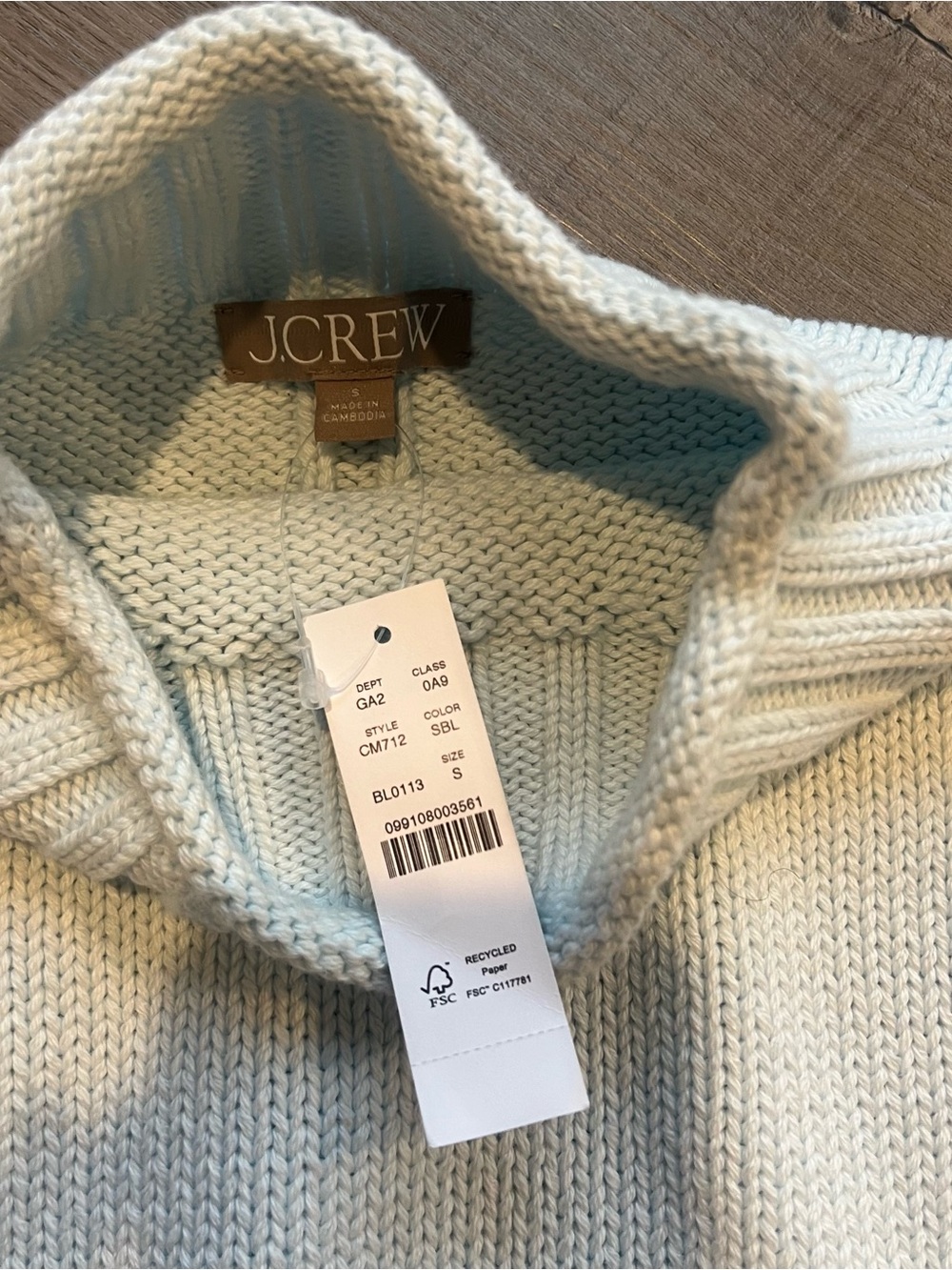 NWT J.Crew 2025 Rollneck Sweater Sheer Blue - Picture 4 of 5